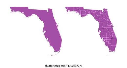 Vector set couple purple of map Florida