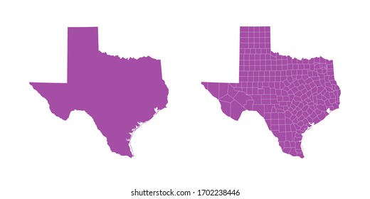 Vector set couple purple of map Texas