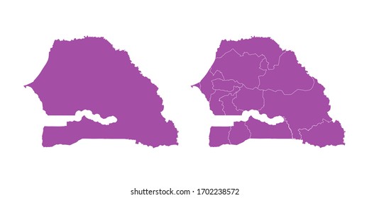 Vector set couple purple of map Senegal