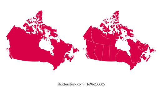 Vector set couple red of map Canada.
