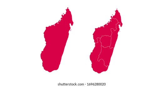 Vector set couple red of map Madagascar.
