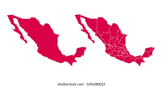 Vector set couple red of map Mexico.