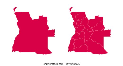Vector set couple red of map Angola.