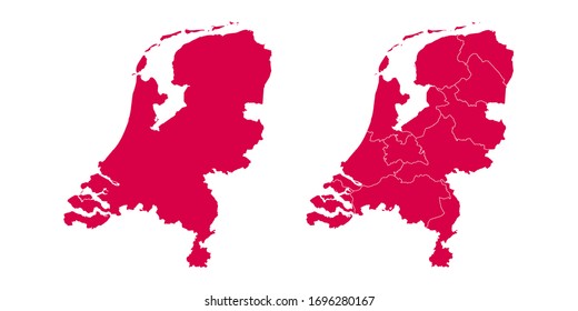 Vector set couple red of map Netherland.