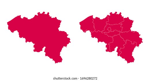 Vector set couple red of map Belgium.