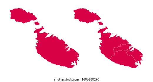Vector set couple red of map Malta.