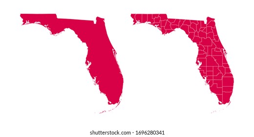 Vector set couple red of map Florida.