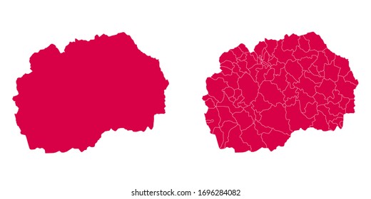 Vector set couple red of map Macedonia.