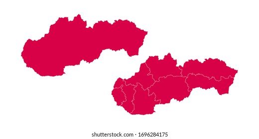 Vector set couple red of map Slovakia.