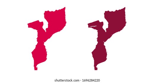 Vector set couple red of map Mozambique.