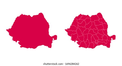 Vector set couple red of map Romania.