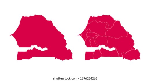 Vector set couple red of map Senegal.