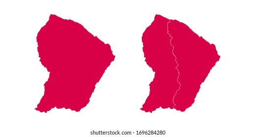 Vector set couple red of map French Guiana.