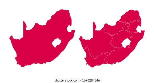 Vector set couple red of map South Africa.