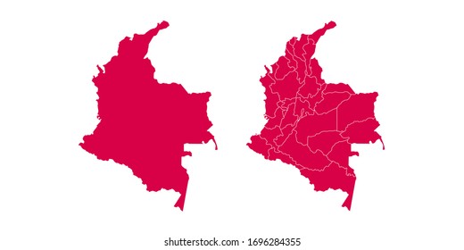 Vector set couple red of map Colombia.