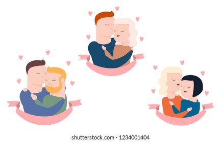 vector set of couples, heterosexual and homosexual