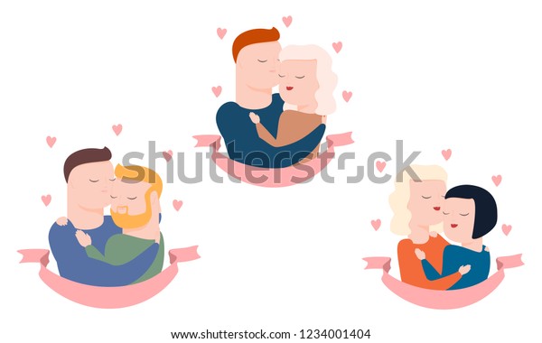 Vector Set Couples Heterosexual Homosexual Stock Vector Royalty Free