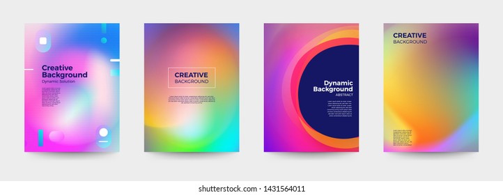 Vector set cover design. colorful gradient shape and line dynamic background. geometric pattern vivid color. Vector illustrate.