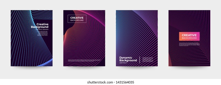 Vector set cover design. colorful gradient shape and line dynamic background. geometric pattern vivid color. Vector illustrate.