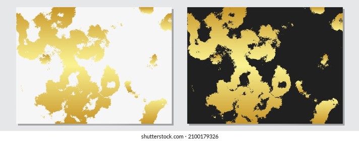 Vector set of cover design, grunge collection. Black and white backgrounds. Geometric abstract pattern, golden texture. Templates for catalog, brochure template, magazine layout, flyer.
