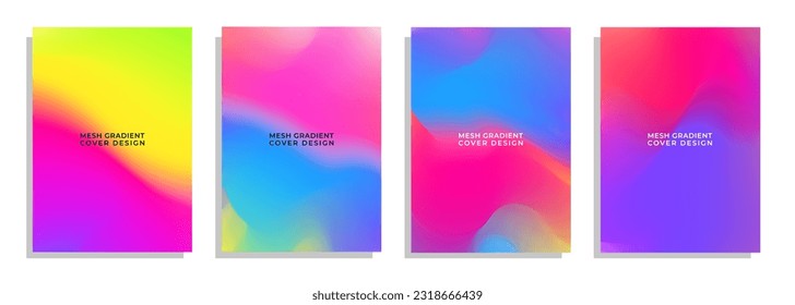 vector set, cover design with mesh gradient style, a4 size, for cover, magazine, social media post, flyer, poster, catalog, booklet, etc.