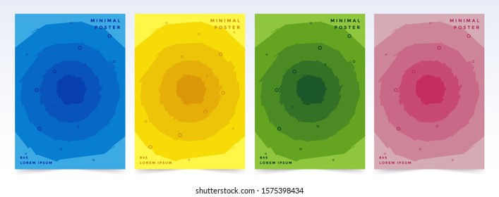 Vector set of cover design template with paper cutting abstract circle patterns.