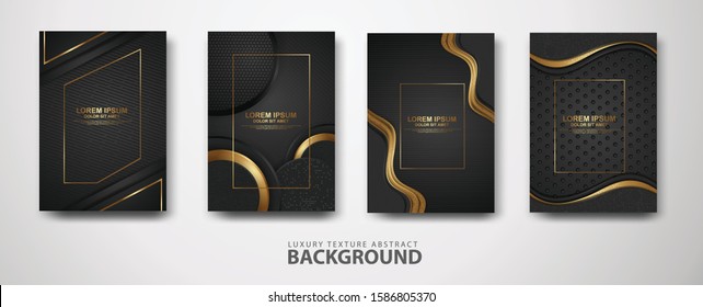 Vector set of cover design template with luxurious color, circle and overlap layers background with glitters effect. Realistic dots on textured background