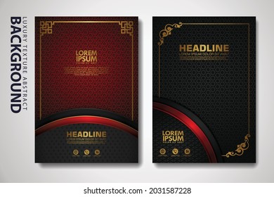 Vector set of cover design template with luxurious color, shine effect and elegance frame on textured background