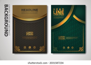 Vector set of cover design template with luxurious color, shine effect and elegance frame on textured background