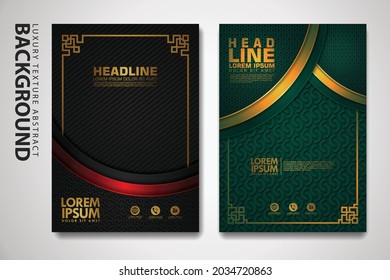 Vector set of cover design template with luxurious color, shine effect and elegance frame on textured background