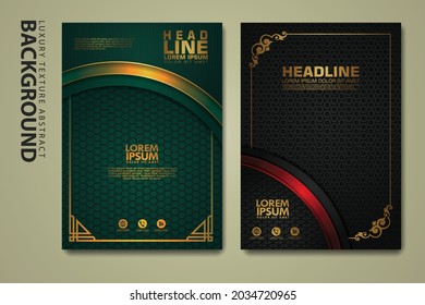 Vector set of cover design template with luxurious color, shine effect and elegance frame on textured background