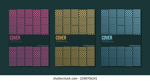 Vector set of cover design template with minimal geometric patterns, modern color gradient. brochure template layout, Blue cover design, business annual report, flyer, magazine