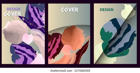 Vector set of cover design templates. Soft lines and halftones. Modern solution 