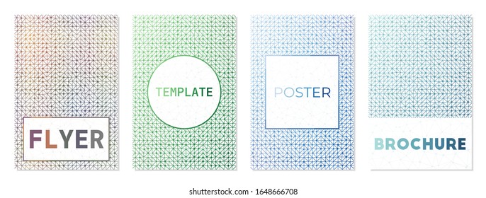 Vector set of cover designs. Can be used as cover, banner, flyer, poster, business card, brochure. Appealing geometric background collection. Modern vector illustration.
