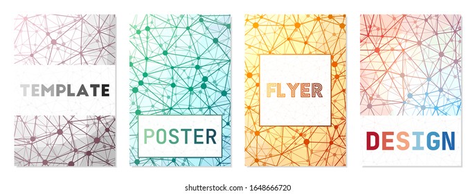 Vector set of cover designs. Can be used as cover, banner, flyer, poster, business card, brochure. Artistic geometric background collection. Superb vector illustration.