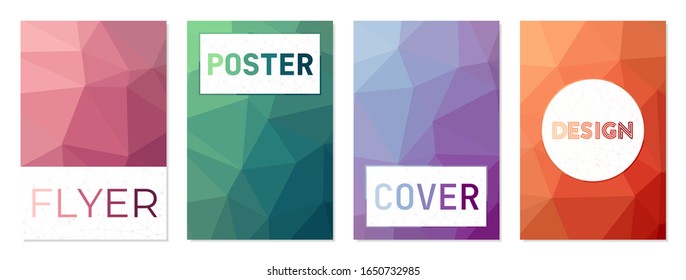 Vector set of cover designs. Can be used as cover, banner, flyer, poster, business card, brochure. Awesome geometric background collection. Elegant vector illustration.