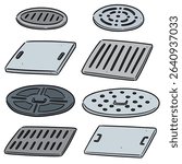 vector set of cover the drain