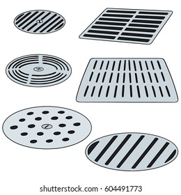 Vector Set Of Cover The Drain