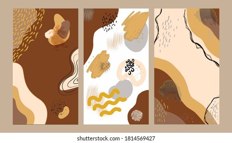 Vector set of cover pages for making instagram stories or highlights icons. Abstract textures and shapes compositions templates.