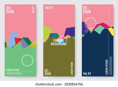 Vector set of covers with flat geometric pattern, abstract shapes. Use for Banners, Placards, Posters, Flyers.