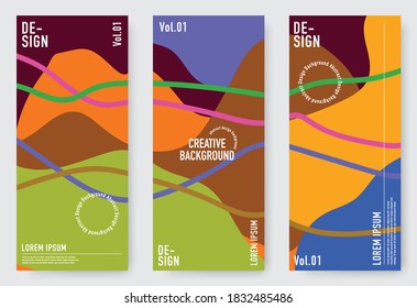 Vector set of covers with flat geometric pattern, abstract shapes. Use for Banners, Placards, Posters, Flyers.