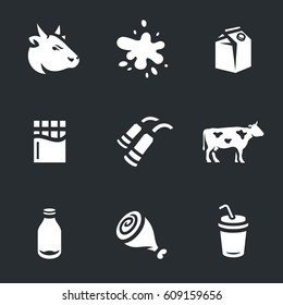 Vector Set of Cow and Milk Icons.