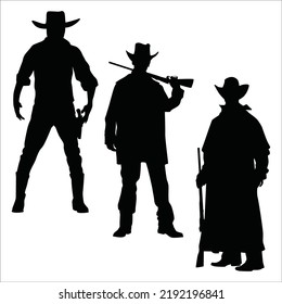 Vector Set Cowboy Silhouettes Illustration Isolated Stock Vector ...