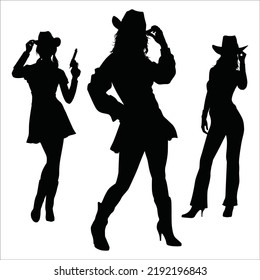 Vector Set Of Cowboy Silhouettes Illustration Isolated On White Background