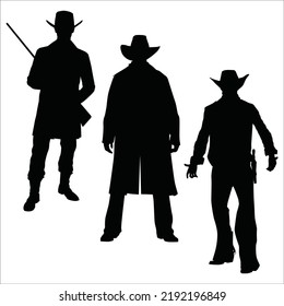 Vector Set Cowboy Silhouettes Illustration Isolated Stock Vector ...