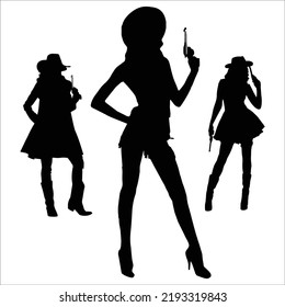 Vector Set Cowgirl Silhouettes Illustration Isolated Stock Vector ...