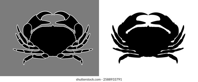 Vector set of Crab silhouette. Logo. Crab icon vector for design of ocean, undersea or marine, menu restaurant.