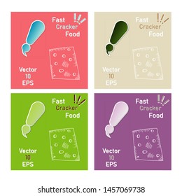 Vector Set Of Cracker Chips. Top View Of Cheese Crackers Isolated On Background.