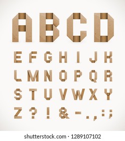 Vector Set of Craft Paper Origami Alphabet Letters and Punctuation Marks.