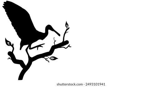 vector set of crane bird silhouettes